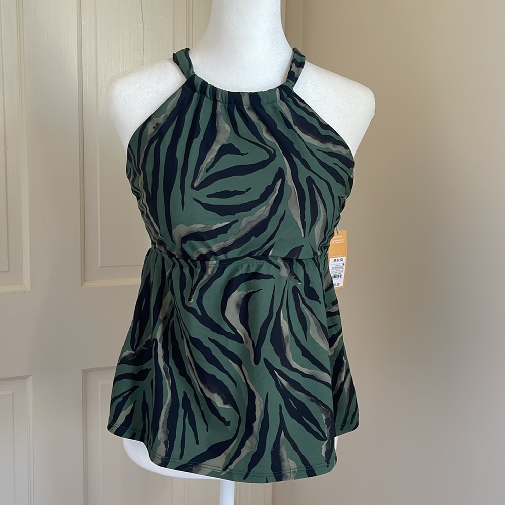 Kona Sol Animal Print Halter Tankini Top